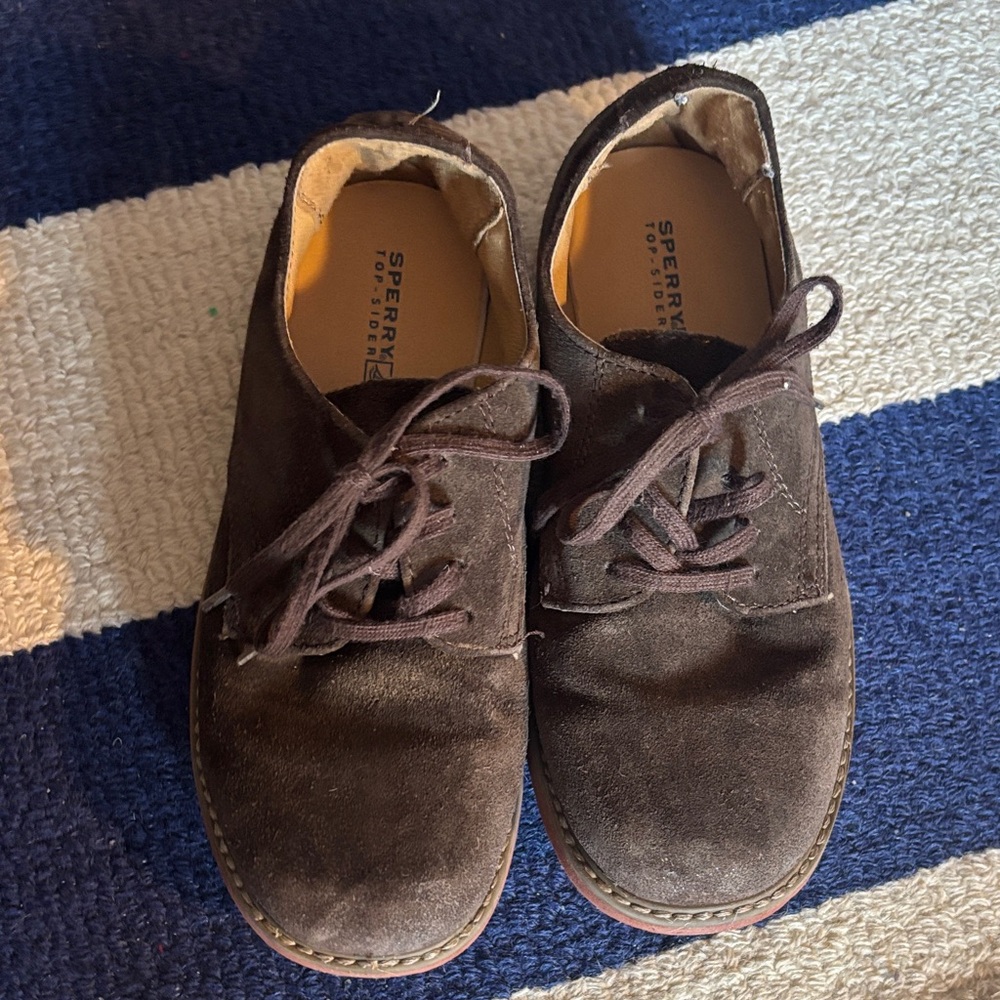 Sperry Boy’s Dark Brown Suede Oxford Shoes Sz 3M